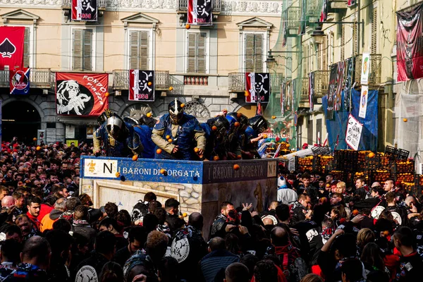 2023 Ivrea famous carnival details, oranges battles and people. 