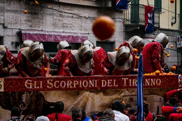 2023 Ivrea famous carnival details, oranges battles and people. 