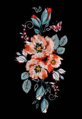 Nakış portakalı. kırmızı haşhaş, kelebek boyna, çantalara, kotlara, gömleklere, tişörtlere.