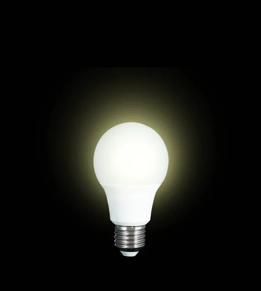 LED light bulb on black background, energy saving, idea concept