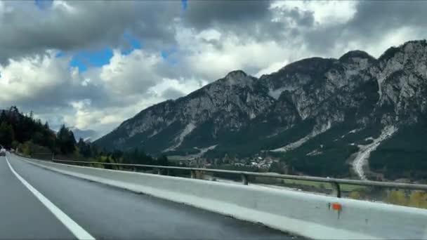 Mobil Pov Yang Digerakkan Oleh Dolomites Alpen Austria Perjalanan Dengan — Stok Video