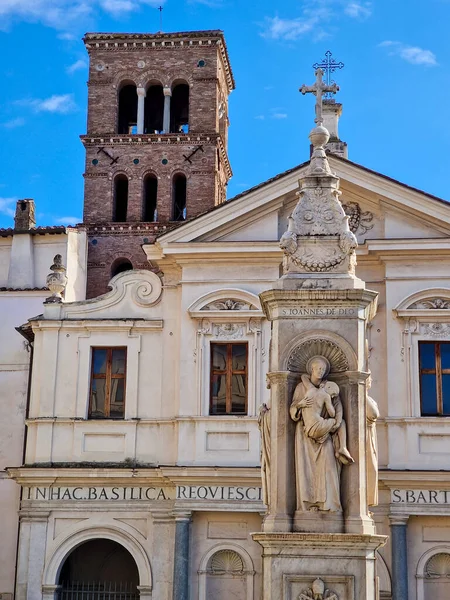 Bazylika Bartłomieja Tybrze Rzym Włochy Widok Bliski — Zdjęcie stockowe