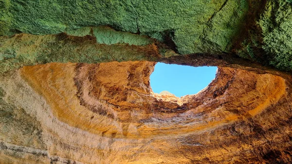 Benagil Algar Portugalia Niezwykła Nadmorska Jaskinia Znana Charakterystycznego Sklepienia Piękna Obraz Stockowy