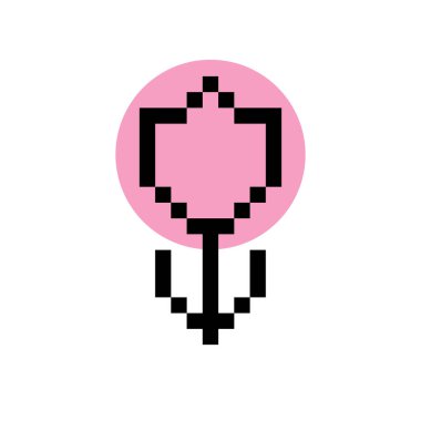 Piksel sanat lalesi minimalist vektör çizimi. 80 'lerin bilgisayar oyunları 8 bit oyunu. Retro oyun tasarımı. Oyun konsolları kartuşlar üzerinde. Piksel tarzı simge. Mozaik resimleme beyaz arkaplanda izole edildi.