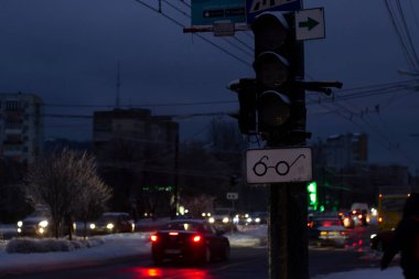 Blackout in Ukraine. Broken traffic light on Chornovola Avenue in Lviv. Blackout due to shelling of critical infrastructure. War in Ukraine. 11.12.2022