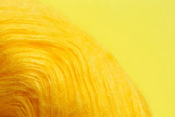 Yellow Woolen Roll Yarn Knitting Yellow Background — Stock Photo, Image