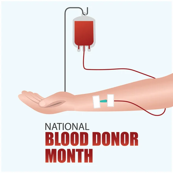 Vector Illustration National Blood Donor Month Inglés Diseño Simple Elegante — Archivo Imágenes Vectoriales