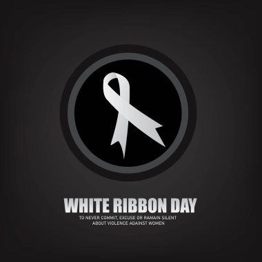 Beyaz Kurdele Günü 'nün Vektör İllüstrasyonu. Basit ve Zarif Tasarım