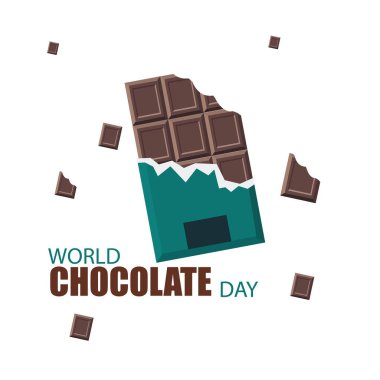 Dünya Çikolata Günü Vektör İllüstrasyonu. Tebrik kartları, posterler ve afişler, sosyal medya geçmişi için iyidir.