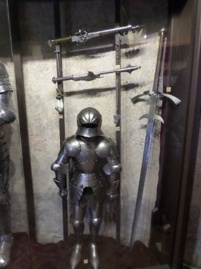 Weapons and armor used to defend Prague Castle. Czech Republic.