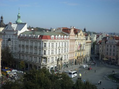Prague seen from top of Astronomical clock. Next to the Old Town Square, there is the imposing Astronomical Clock. Built in 1410 by clockmaker Mikulas de Kadan, it is considered one of the oldest in Europe. Prague. Czech republic