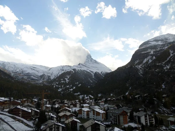 Matterhorn Covered Clouds Zermatt Switzerland — Stock Photo, Image