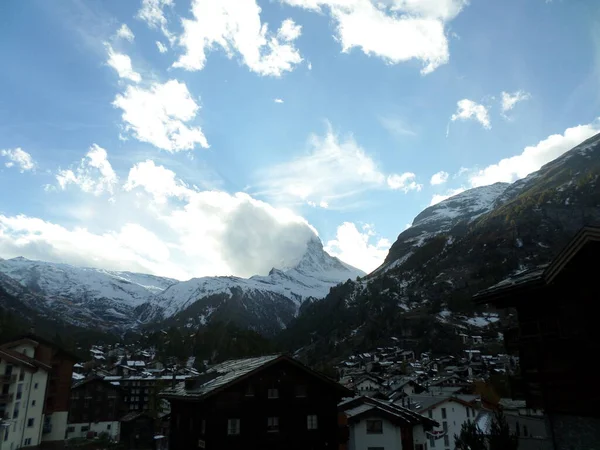 Matterhorn Covered Clouds Zermatt Switzerland — Stock Photo, Image