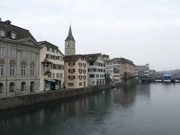 Limmatquai Street River Limmat Historic Part Town Zurich Switzerland — Stock Photo, Image