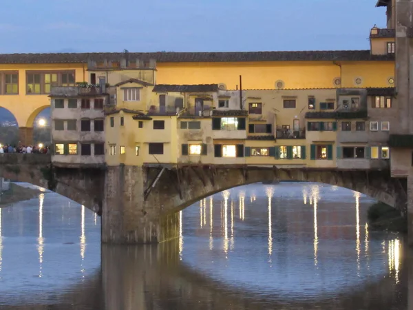 Ponte Vecchio Zmierzchu Florencja Włochy — Zdjęcie stockowe