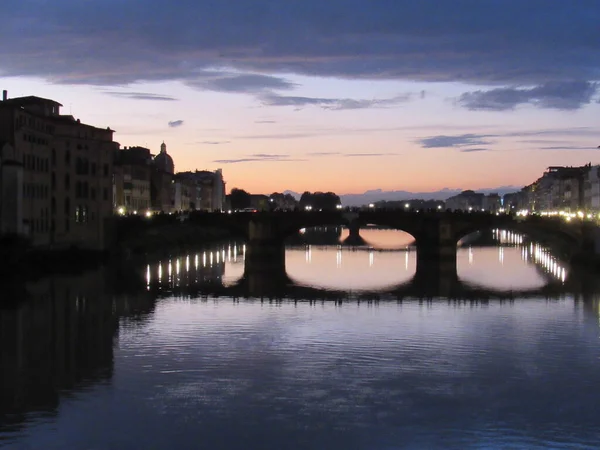 Ponte Vecchio Der Abenddämmerung Florenz Italien — Stockfoto