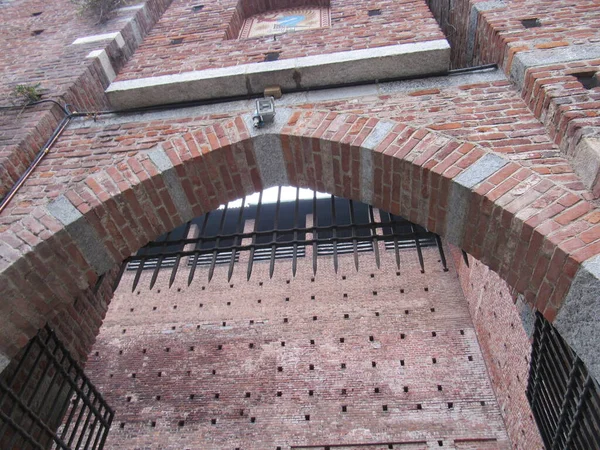Slottet Sforzesco Byggdes Mellan 1360 Och 1370 Som Hem För — Stockfoto