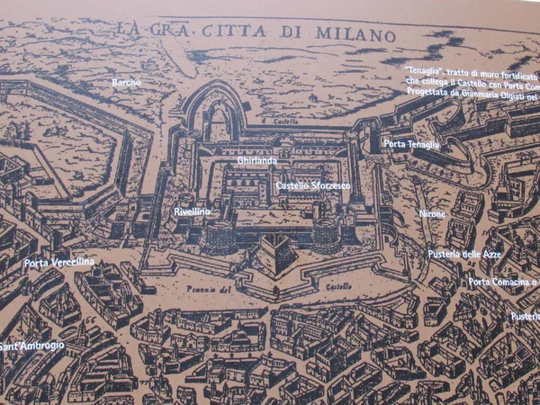 Milanokartan Avslöjad Sforzescos Slott Italien — Stockfoto