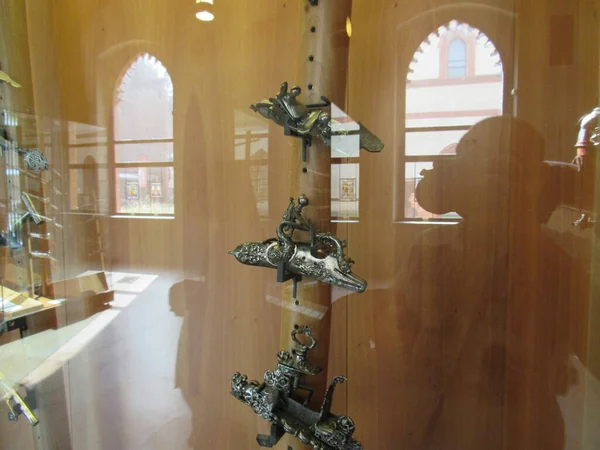 Középkori Fegyverek Páncélok Milánói Sforzesco Kastélymúzeumban Olaszországban — Stock Fotó