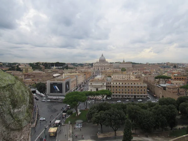 Szent Péter Bazilika Rómában Kilátás Felülről Vár San Angelo — Stock Fotó