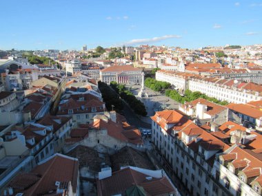 Lizbon, Portekiz Santa Justa Asansörü 'nden görüldü.