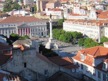 Lizbon, Portekiz Santa Justa Asansörü 'nden görüldü.