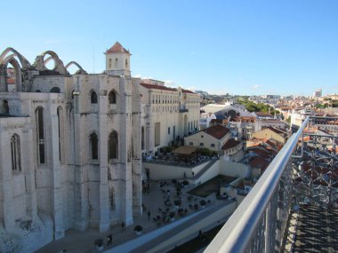 Lizbon, Portekiz Santa Justa Asansörü 'nden görüldü.