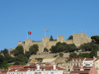 Lizbon, Portekiz Santa Justa Asansörü 'nden görüldü.