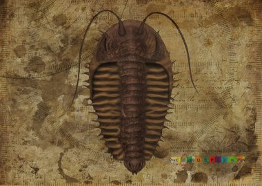 Devonian Trilobit Sanat Çalışması Eski Dokulu Kağıt Vintage Poster Dijital Sanatı Yazan Winters860