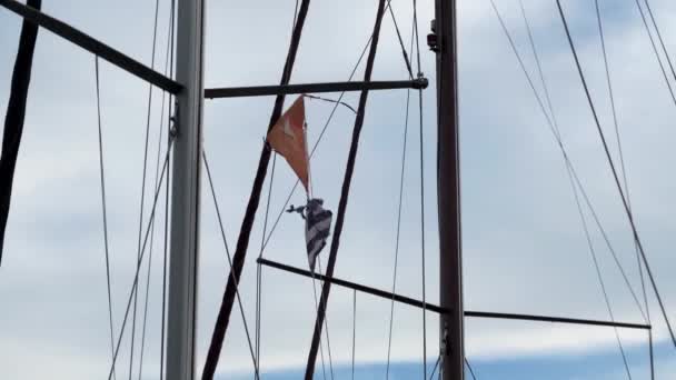 Ship Rigging Torn Flags — Stockvideo