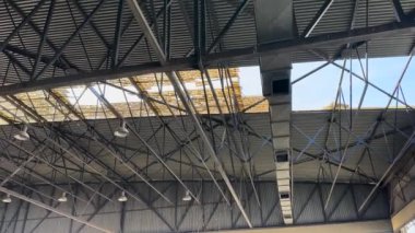 Light Coming Through Abandoned Factory Roof Window, Dust Particles 