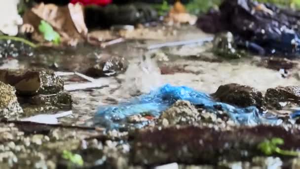 Basmış Fabrika Odası Çatıdan Dökülen Çöp Suyla Dolu — Stok video