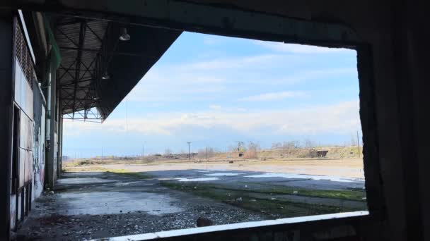 Abandoned Factory Broken Window View — Stockvideo
