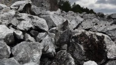 Abandoned Mining Quarry, Extractive industry, Piles Of Stones Gloomy Winter Day 1