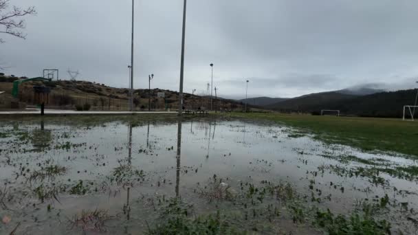 Parque Inundado Dia Chuvoso Sombrio Chuvas Água — Vídeo de Stock