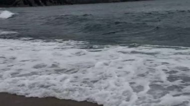 Dark Stormy Waves Crashing On Rocks, Turbulence Dark Waters 