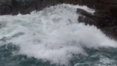 Furious Stormy Sea Waves Crashing On Rocks, Dark Winter Day 10