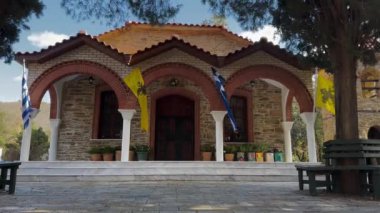  Flag Of Greece & Orthodox Flag Flying In The Wind, Beautiful Churchyard, Exterior 2