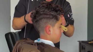 Cute Kid Getting a Haircut, Curly Hair, Gentlemen Barber Shop 4