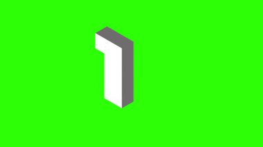 Yeşil ekran arka planında temiz ve modern bir izometrik sayı animasyonu. Video projeleri, hareket grafikleri, bilgi grafikleri, geri sayımlar veya eğitim videoları için mükemmel. 