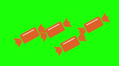 Spooky animation of flying Halloween candy with green screen effect, ideal for overlays and scary seasonal projects