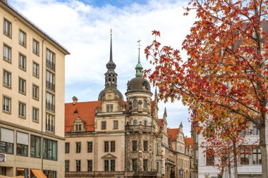 Dresden, Germany - October 21st, 2022: Beautiful historic architecture in the center of Dresden, nice and warm autumn day in the middle of October