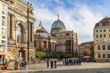 Dresden, Germany - October 21st, 2022: Beautiful historic architecture in the center of Dresden, nice and warm autumn day in the middle of October