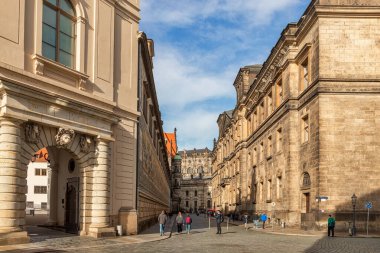Dresden, Germany - October 21st, 2022: Beautiful historic architecture in the center of Dresden, nice and warm autumn day in the middle of October