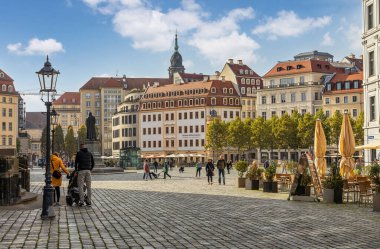 Dresden, Germany - October 21st, 2022: Beautiful historic architecture in the center of Dresden, nice and warm autumn day in the middle of October