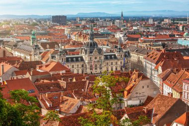 Beautiful panoramic view to the old town of Graz, popular travel destination in Austria