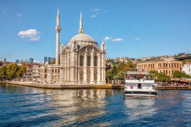 Ortakoy mosque on the shore of Bosphorus in Istanbul, Turkey