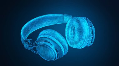 vektör kulaklıkları siyah arkaplanda izole edildi
