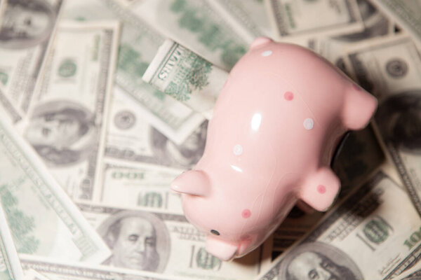 копилка с сотней долларов.