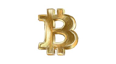 Beyaz arkaplanda izole edilmiş bitcoin sembolü